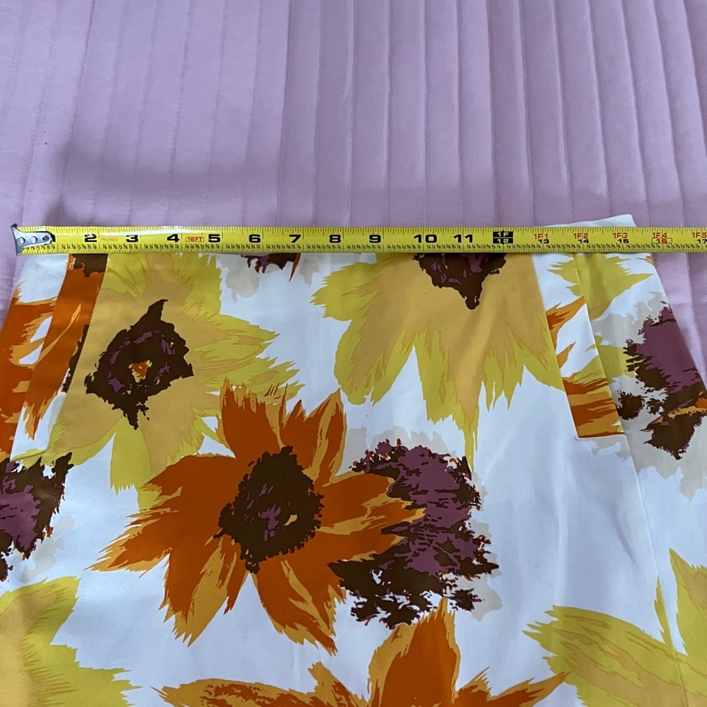 J. Crew Sunflower Burst Mini Skirt lined pockets sunny print EUC 6 - Picture 7 of 8